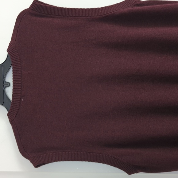 Oscar De La Renta Men's 100% Cotton Sweater Vest Burgundy Diamond Size L - Picture 6 of 11